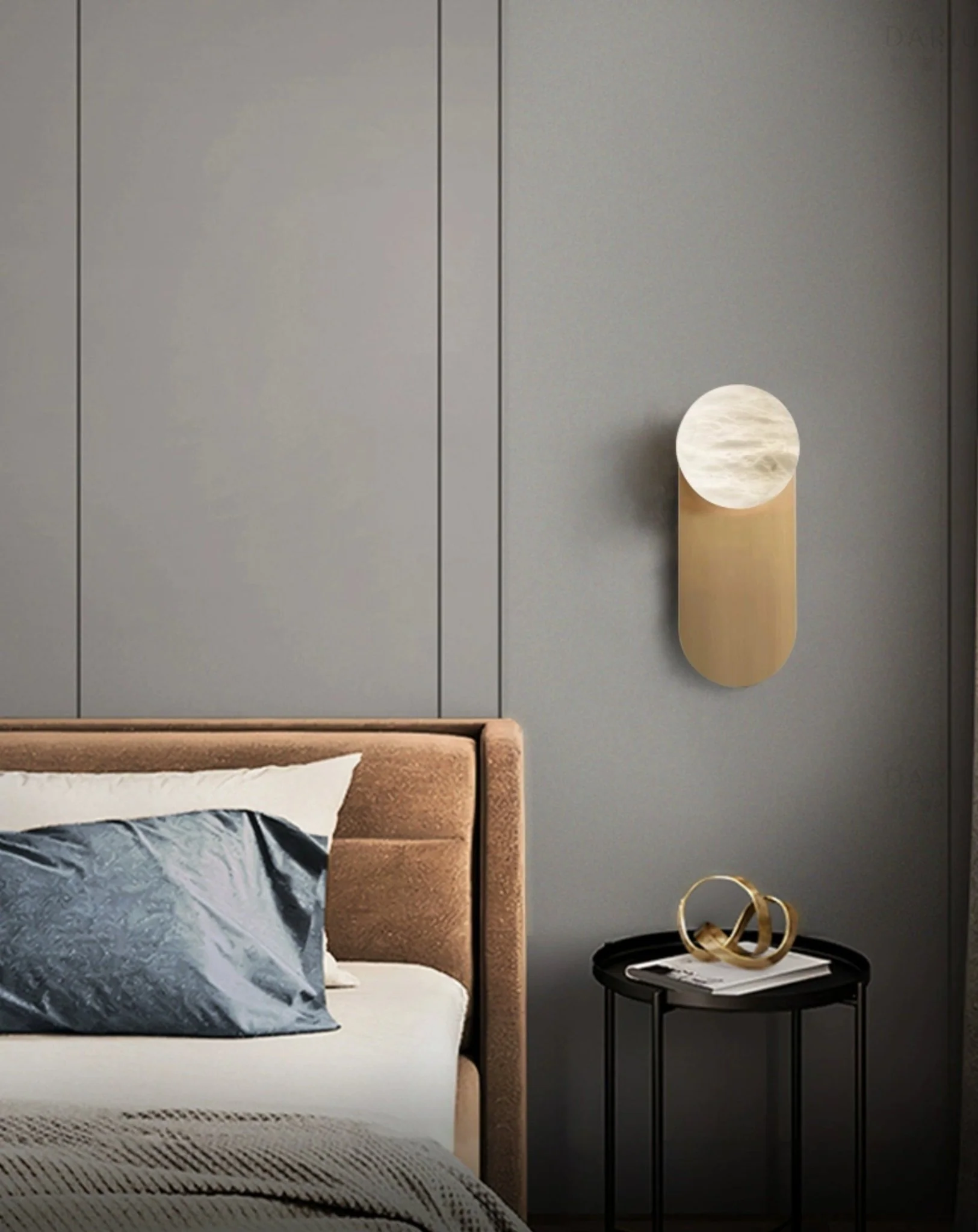 Adrion Alabaster Wall Light - ∅ 4.7″ x H 11.8″ / Dia 12cm x H 30cm / Copper & White / Set Of 2