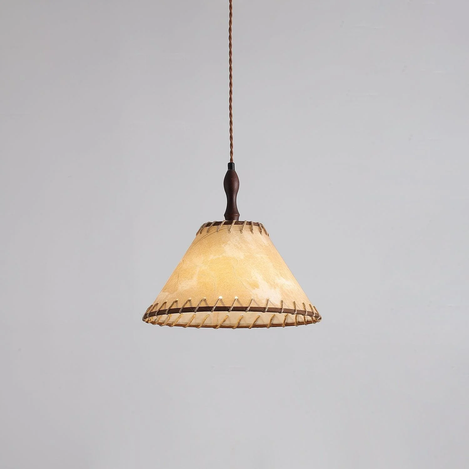 Подвесной светильник Fabric Series - модель A ∅40см x 18см, орех, белый