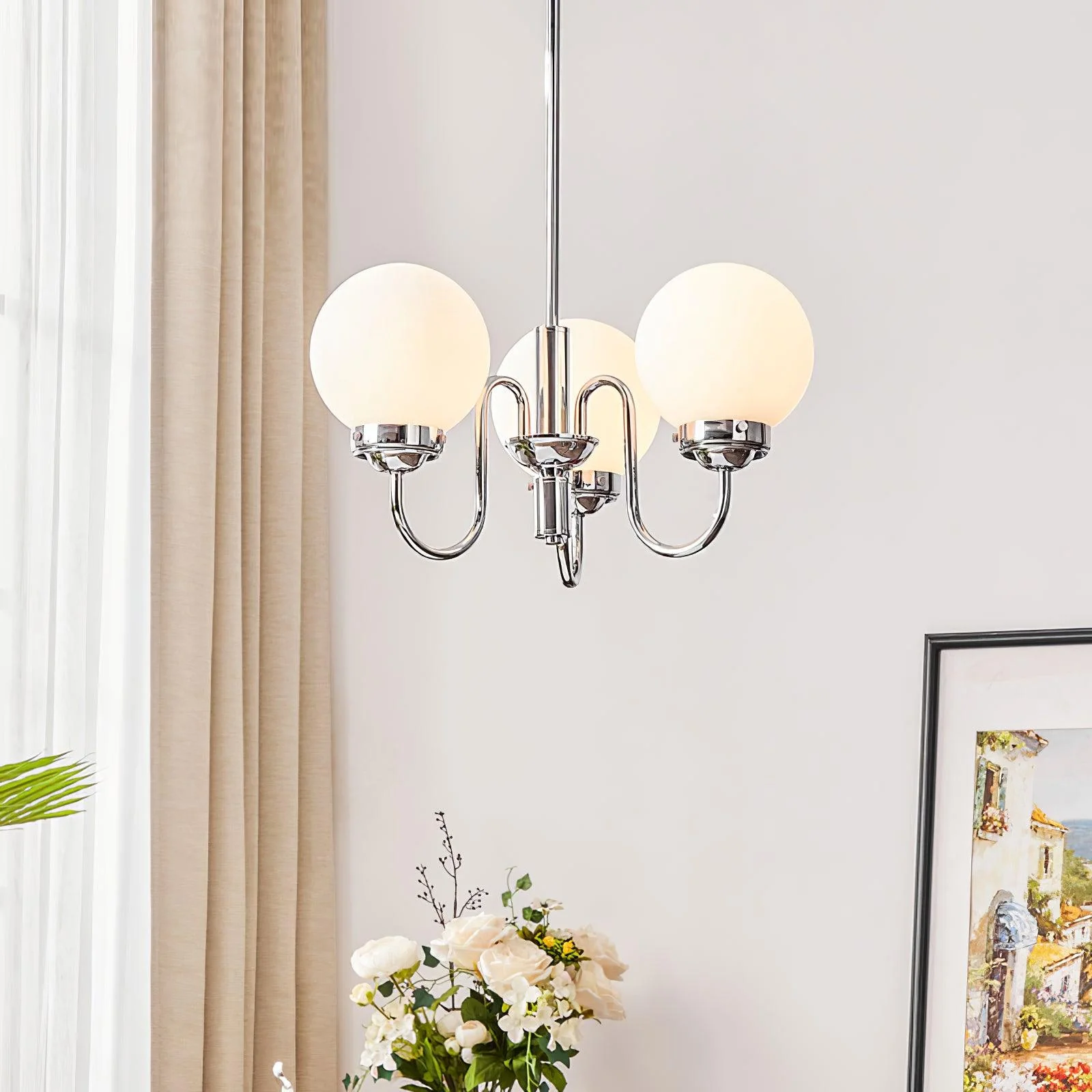 Люстра Progress Lighting Carisa - 5 плафонов ∅55см x 30см, хром