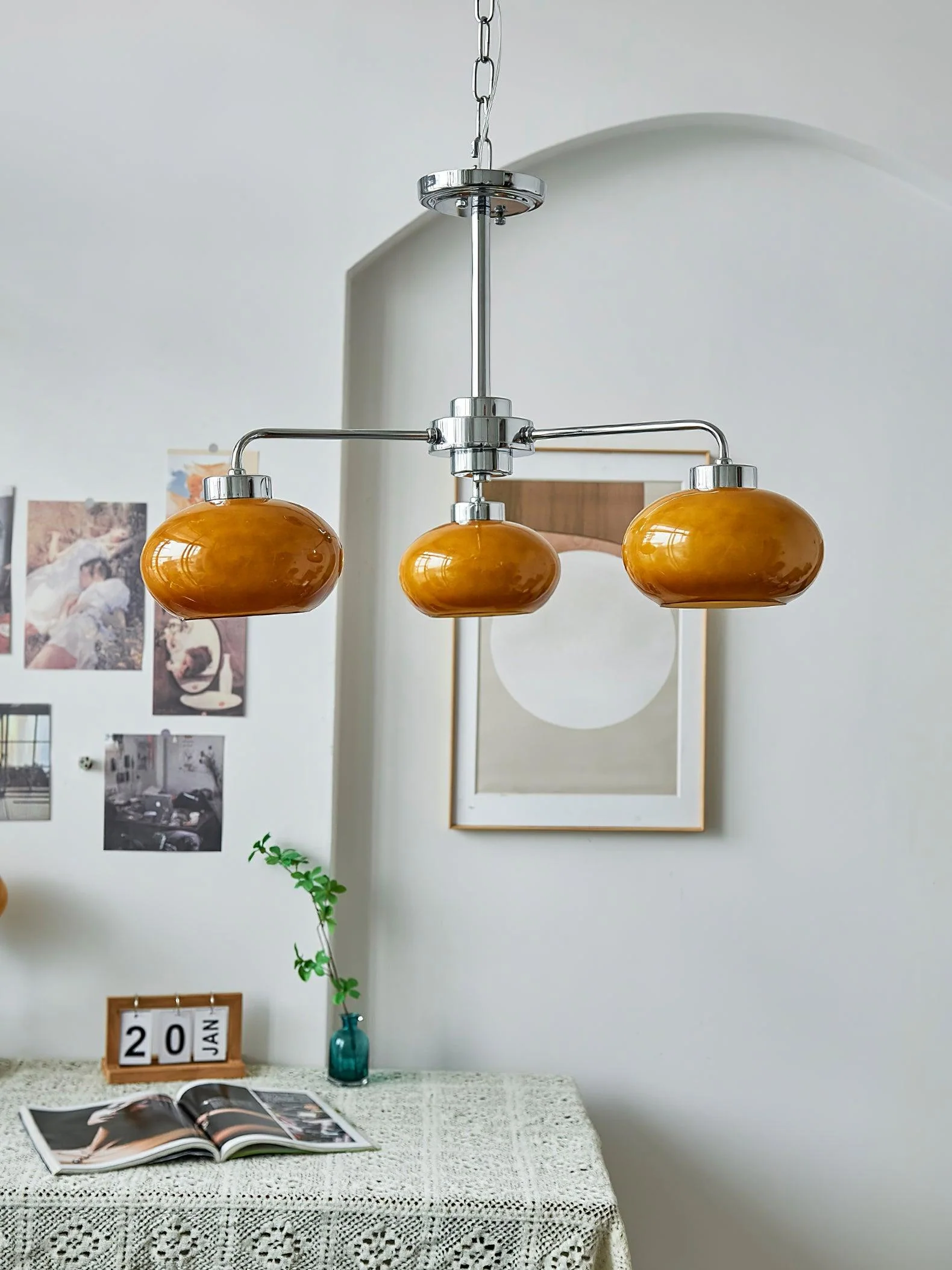 Люстра Oval Persimmon - 8 плафонов ∅85см x 15см, хром, белый