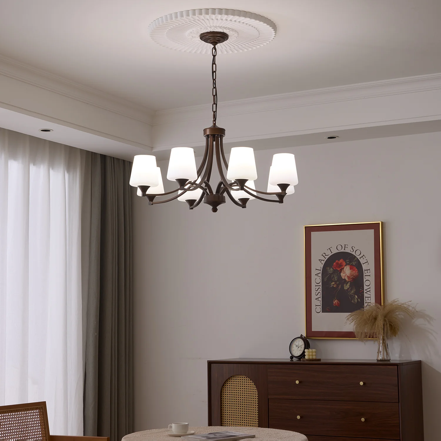 Люстра Ardena Classic - 3 источника света ∅60см x 40см, темно-коричневый, белый