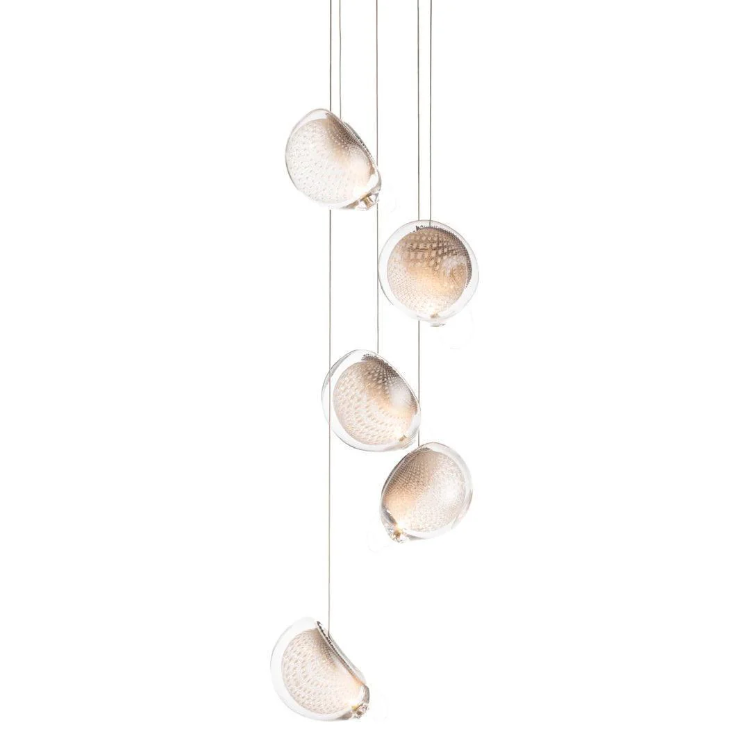 Подвесной светильник Mesh Glass - 5 подвесов ∅15см x 150см, холодный свет