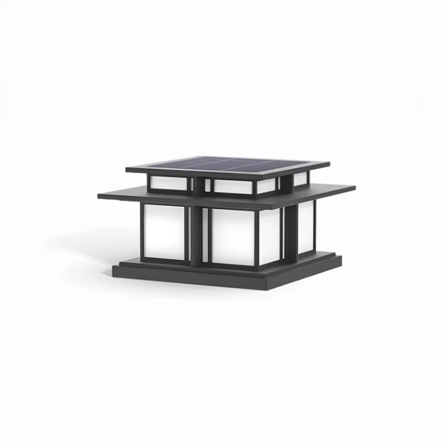 Уличный светильник Boilyn Pillar Solar - модель В, солнечная батарея, 45см x 45см x 25см, черный, теплый свет