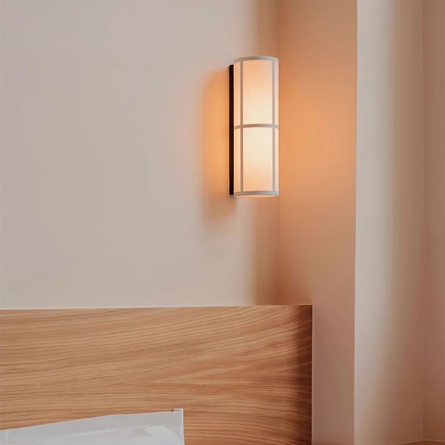 Настенный светильник Cylinder Fabric - ∅12см x 30см, белый