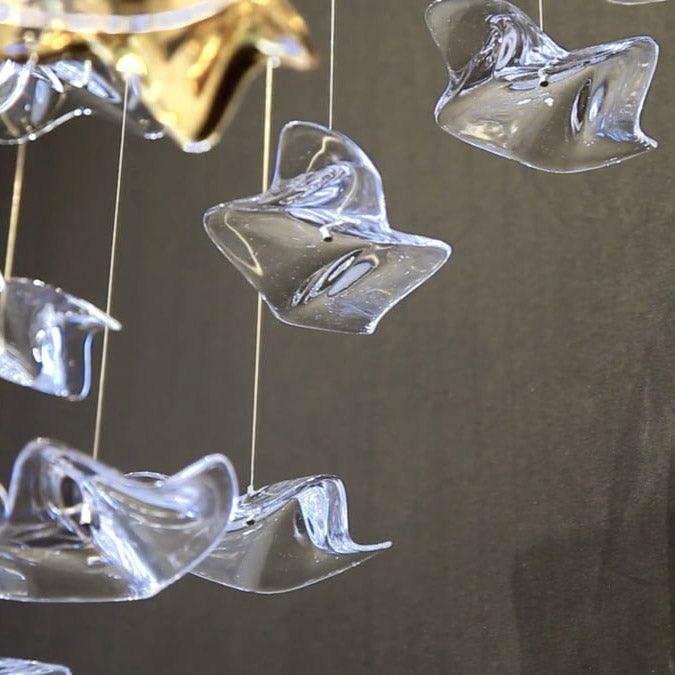Люстра Tidal Art Glass - 240см x 60см x 200см, прозрачный, золотой, теплый свет