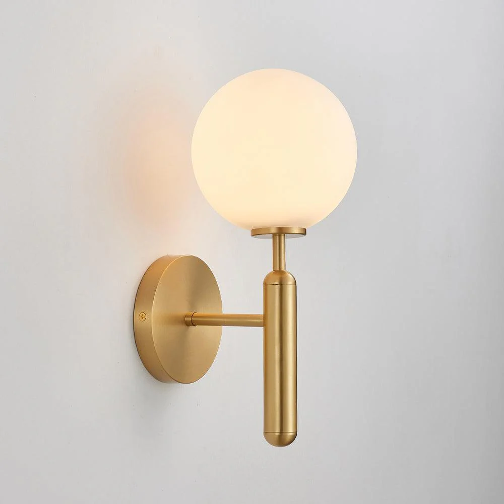 Nordica Wall Lamp - ∅ 5.9″ x H 13.4″ / Dia 15cm x H 34cm Set of 2 / Brass / White