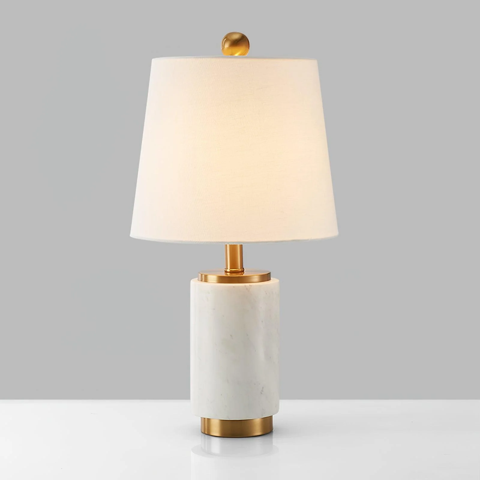 Joan Marble Table Lamp - ∅ 11″ x H 20.8″/ Dia 28cm x H 53cm / Black Marble / UK plug