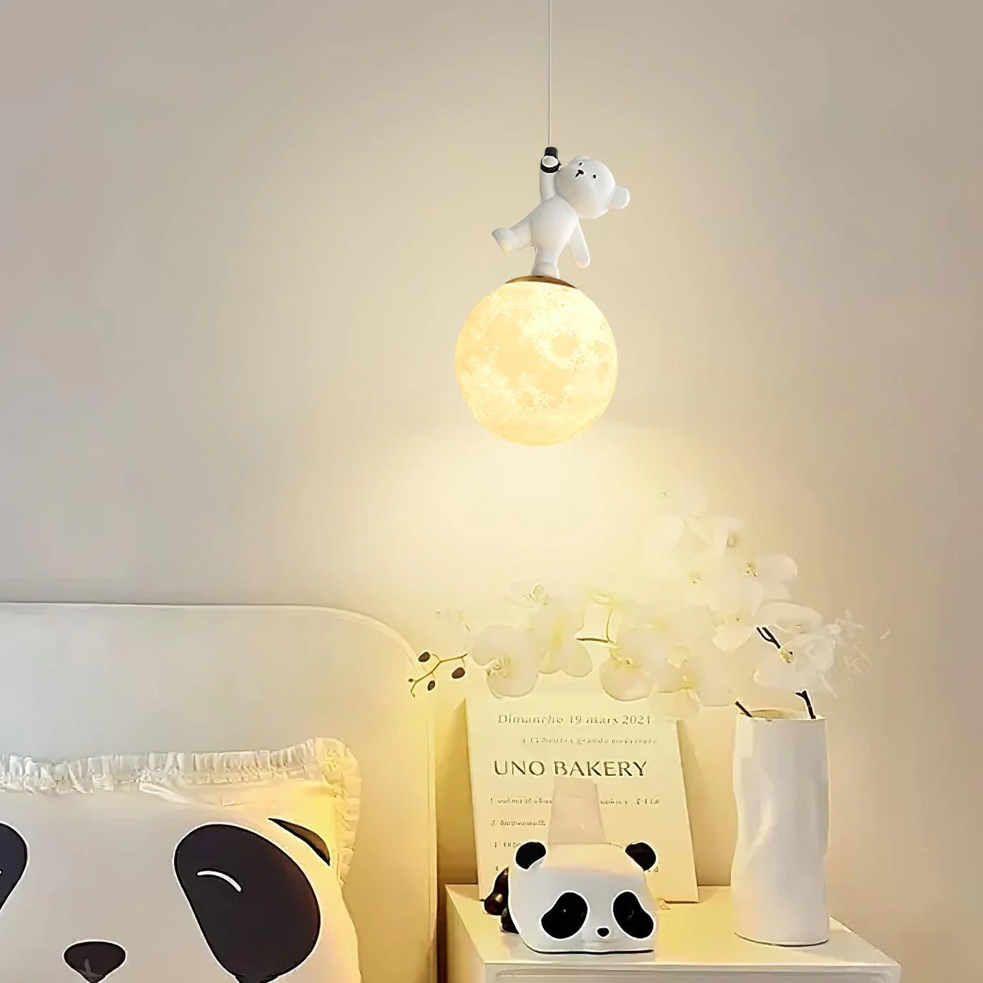 Подвесной светильник Animal And Moon - White dolphin ∅15см х 27см, хром