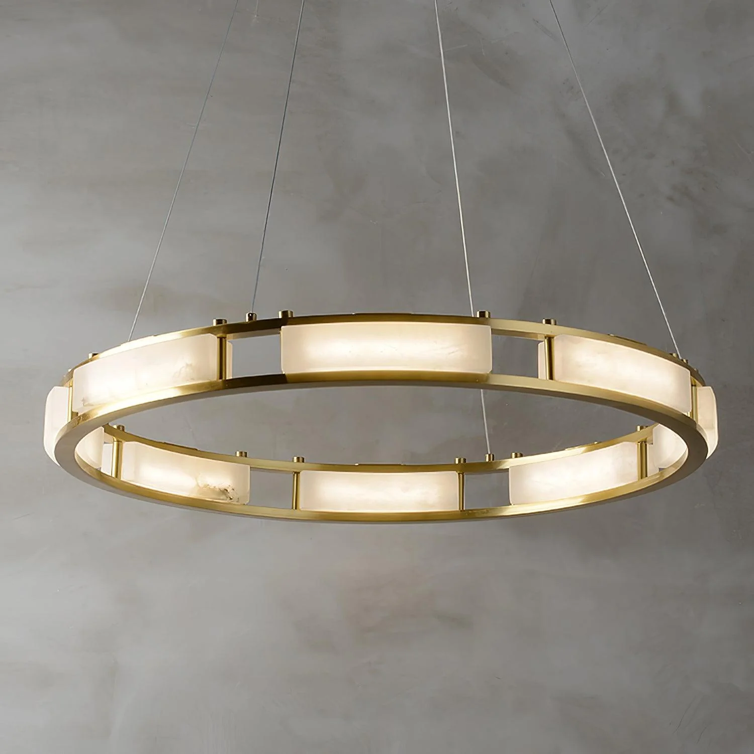 Люстра Qatar Alabaster - ∅60см х 150см, латунь, белый, теплый свет