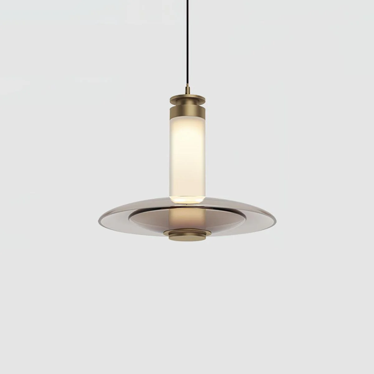 Подвесной светильник Float Glass - модель A ∅30см x 13см, янтарь, золотой, холодный свет