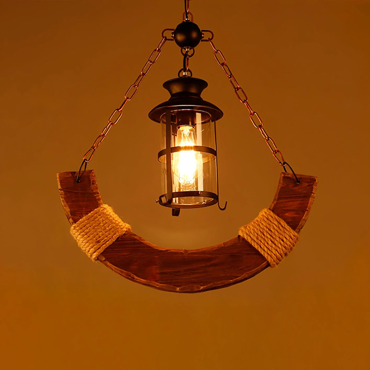 Люстра Nautical Industrial Style Wooden - модель C ∅55см x 100см,черный, дерево, прозрачное