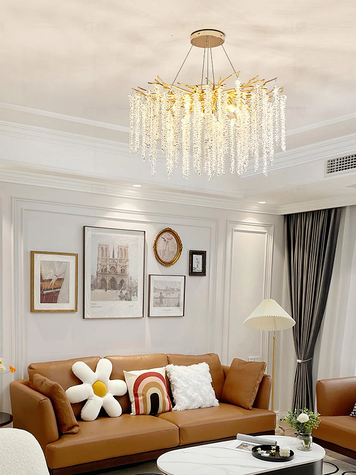 Люстра Albero Crystal - 14 подвесов ∅100см x 40см, золотой, стекло