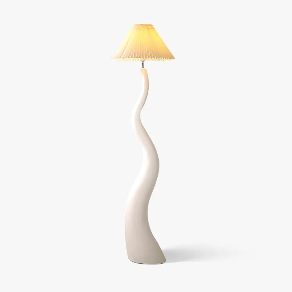 Twisted Pleated Floor Lamp - ∅ 17.7″ x H 64.9″/ Dia 45cm x H 165cm / White / US plug