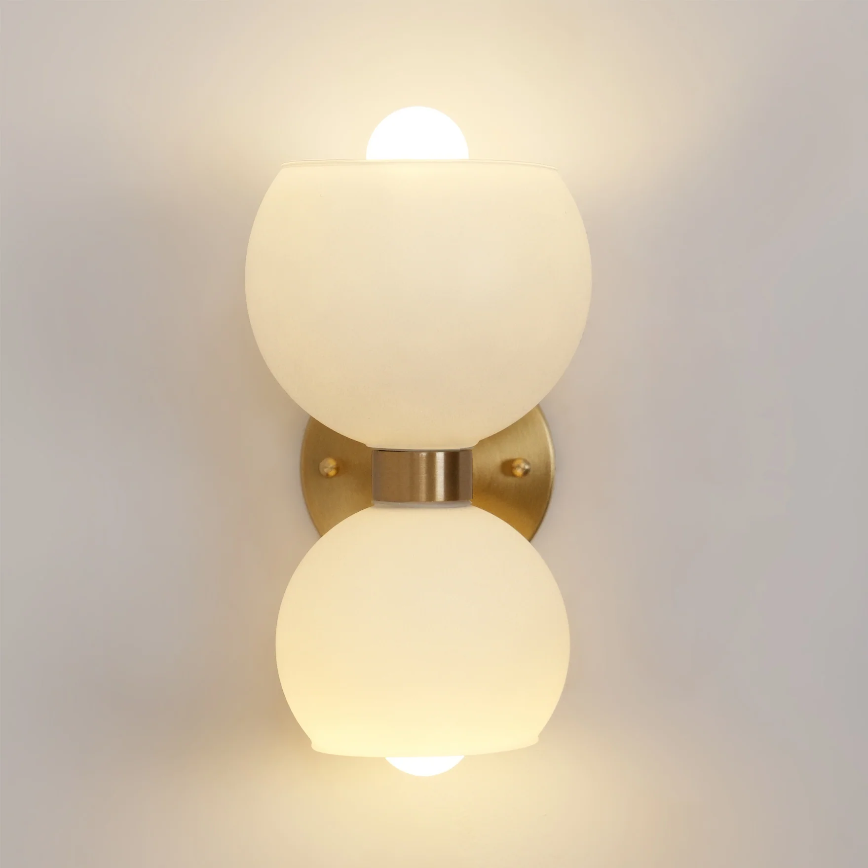 Round Pearl Sconce - Set of 2 / Brass / Smoke grey