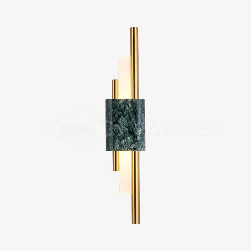 Tanto Wall Light - ∅ 3.9″ x H 23.6″ Set of 2 / White Marble & Gold / Cool Light