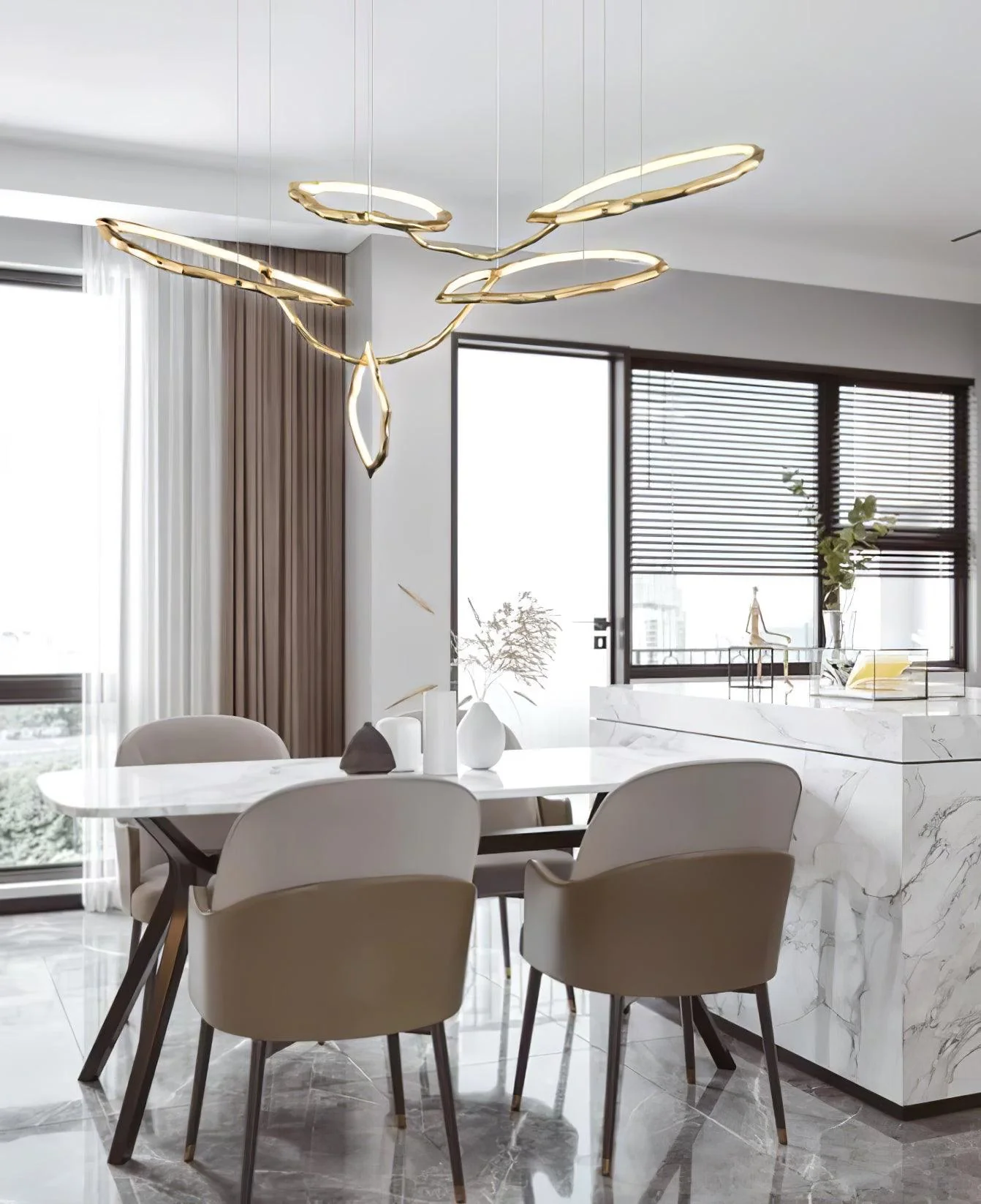 Люстра Cloud Rings Series Brass - ∅823см x 244см x 138см, золотой, белый, теплый свет