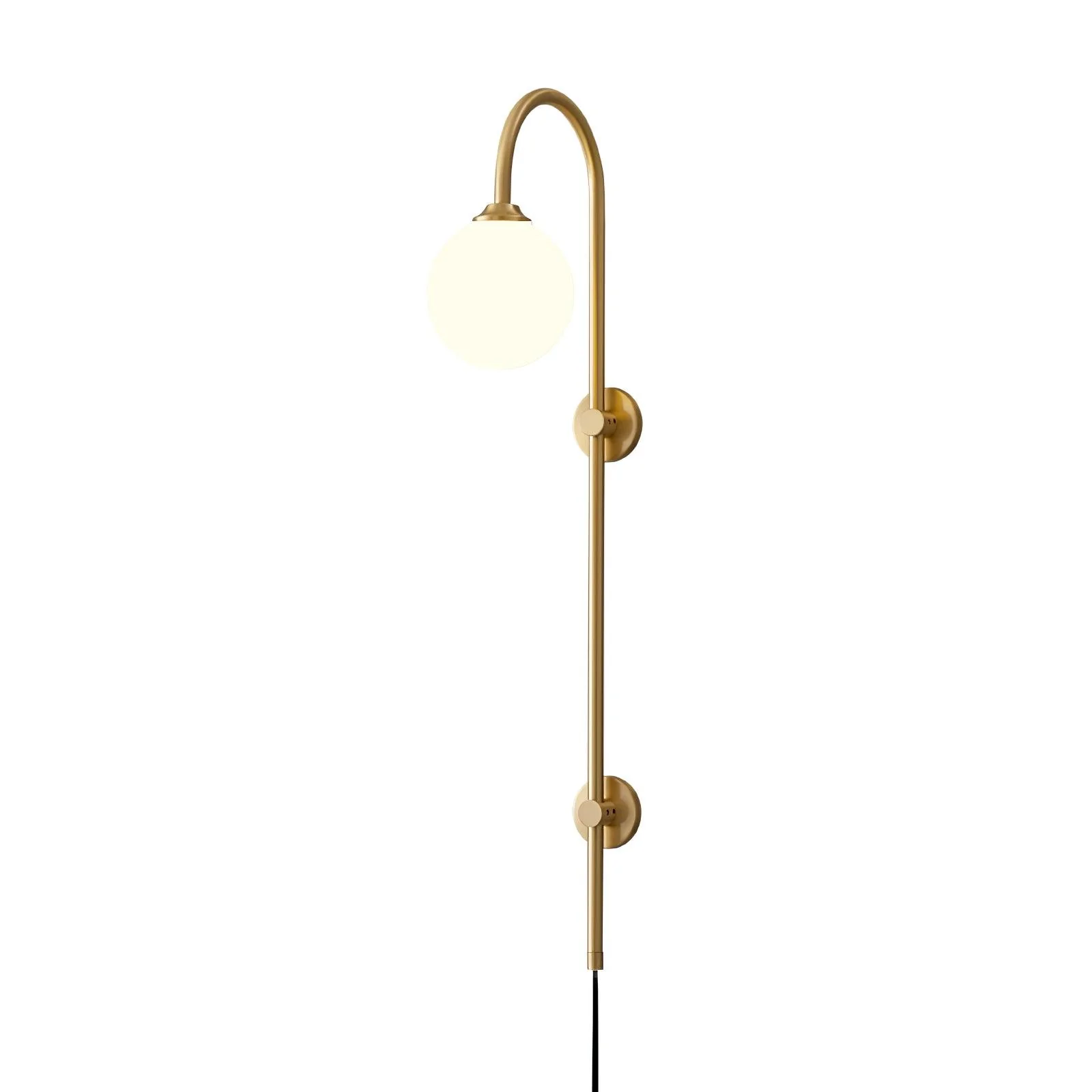 Настенный светильник Globe Brass Plug-in - ∅15см х 120см, золотой, белый