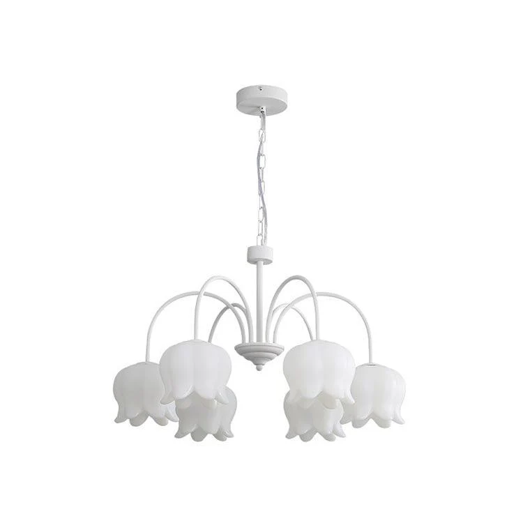 Люстра Curved Arm Bell - 8 плафонов ∅80см x 40см, белый