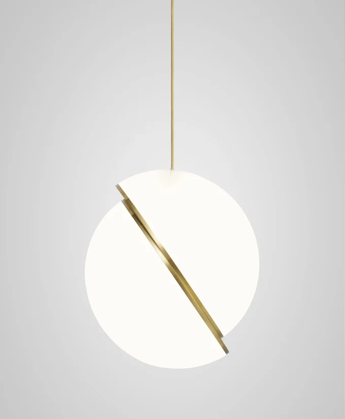 Подвесной светильник Crescent - ∅25см x 26см, латунь, белый