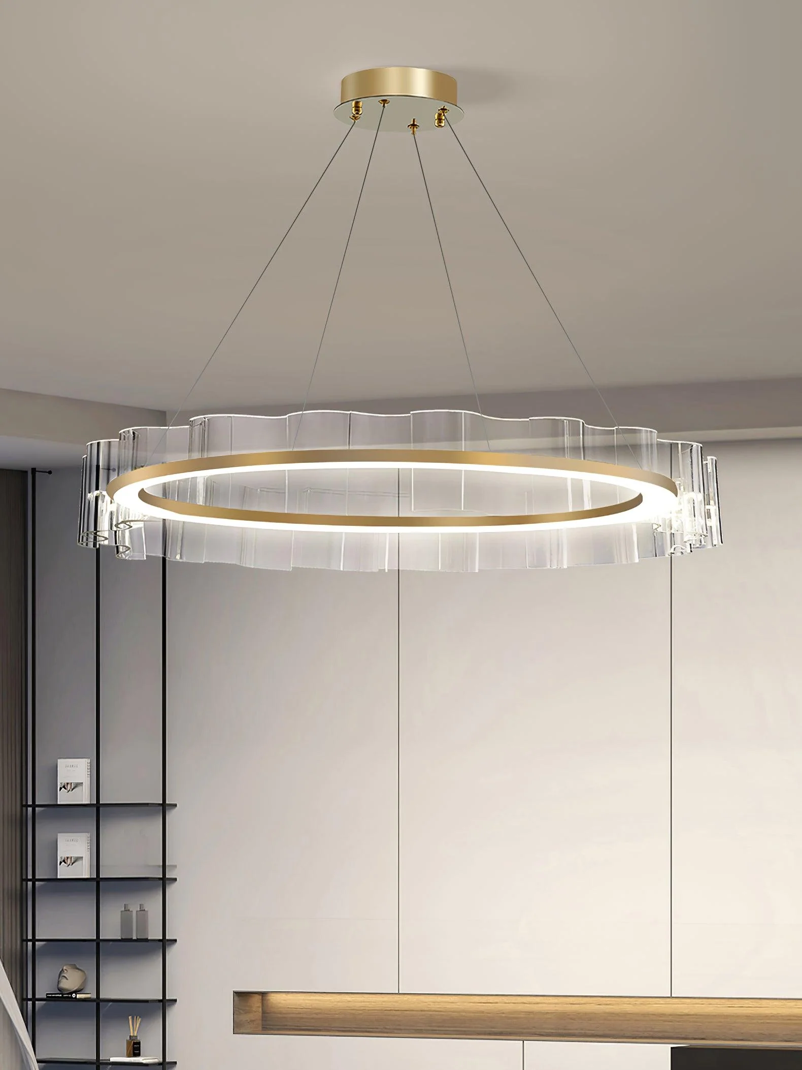 Люстра Water Wave Glass - ∅60см x 11см, золотой, прозрачный, холодный свет
