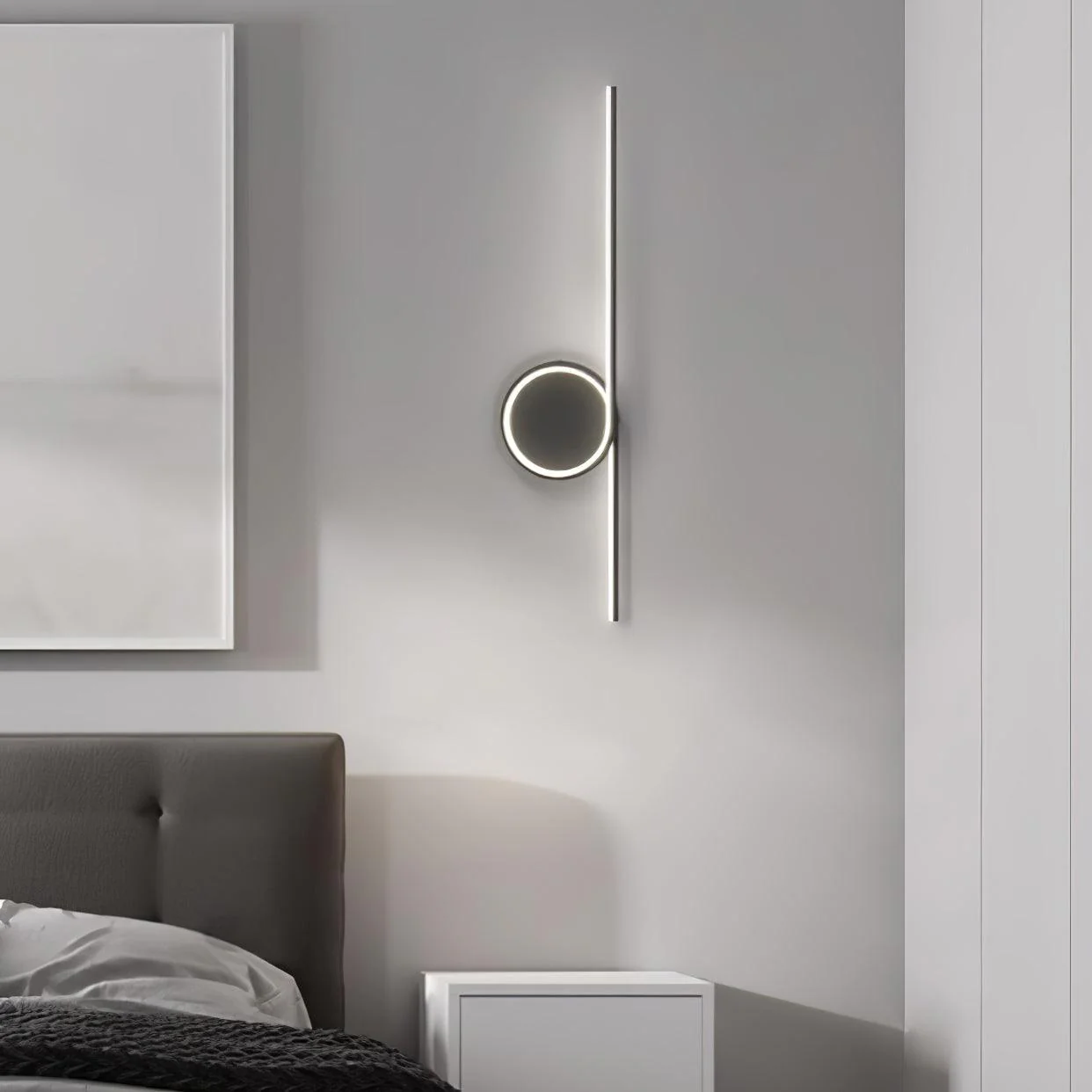 Rhythmic Line Wall Light - 1 ring ∅ 23.6″ x H 7.1″ / Dia 60cm x H 18cm Set of 2 / Black / Three-Color Changing Light