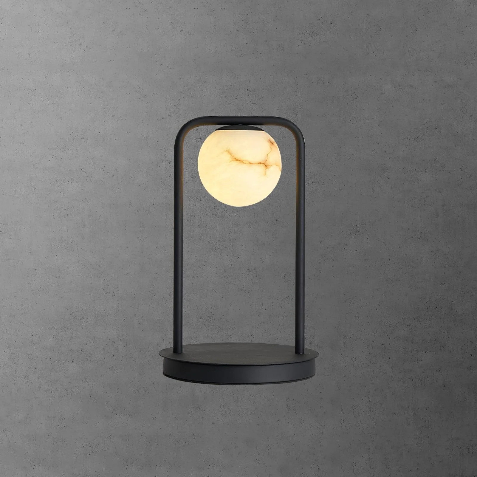 Rebirth Table Lamp - Dia 7.9″ x H 14.9″ / ∅ 20cm x H 38cm / Black & White Alabaster / US plug