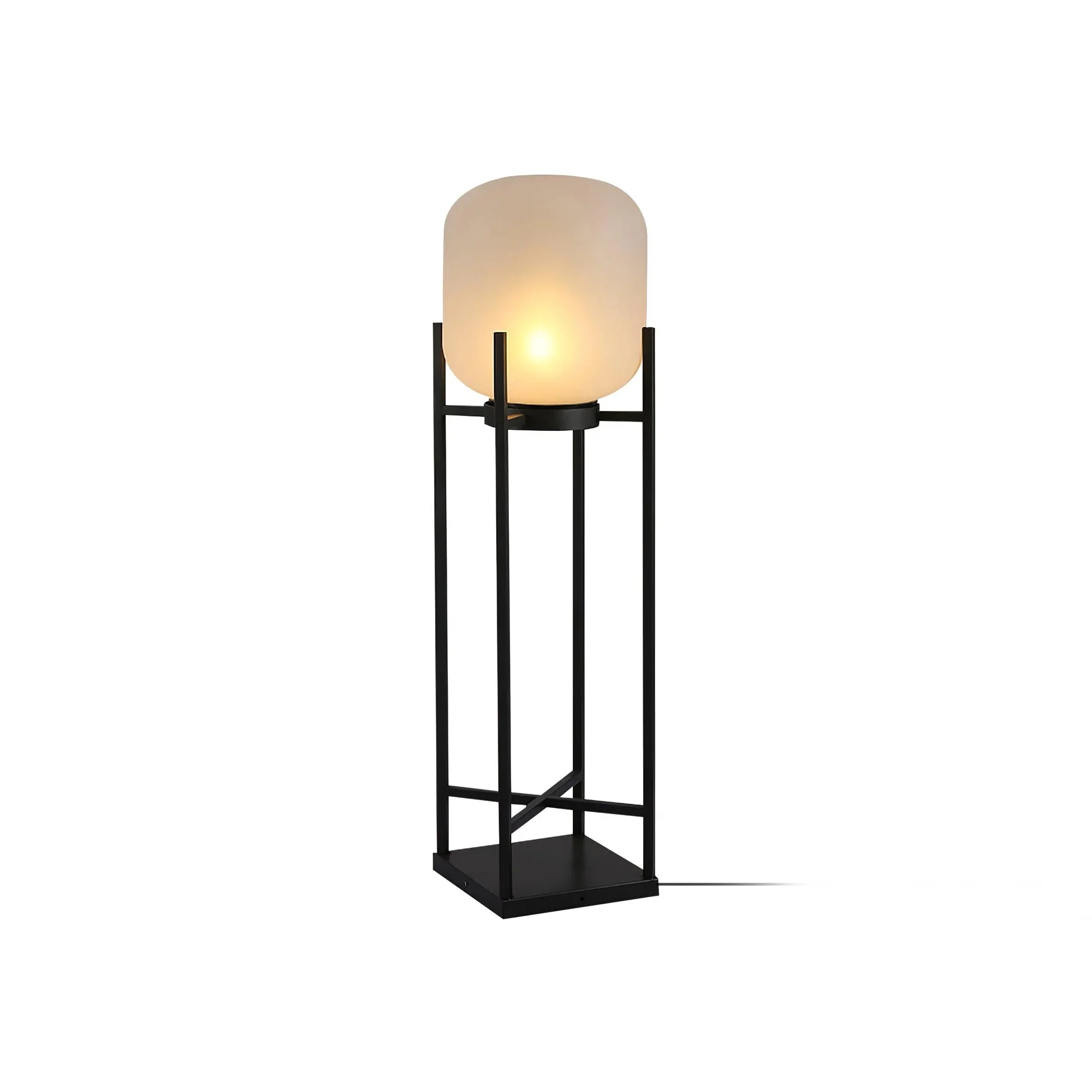 Торшер Lantern - ∅30см x 75см, черный, матовый белый