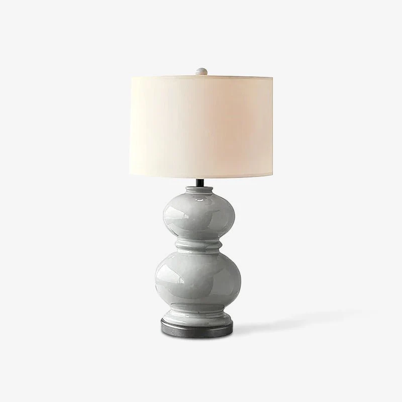 Ceramic Gourd Table Lamp - ∅ 14.9″ x H 26.7″ / Dia 38cm x H 68cm / White / US plug