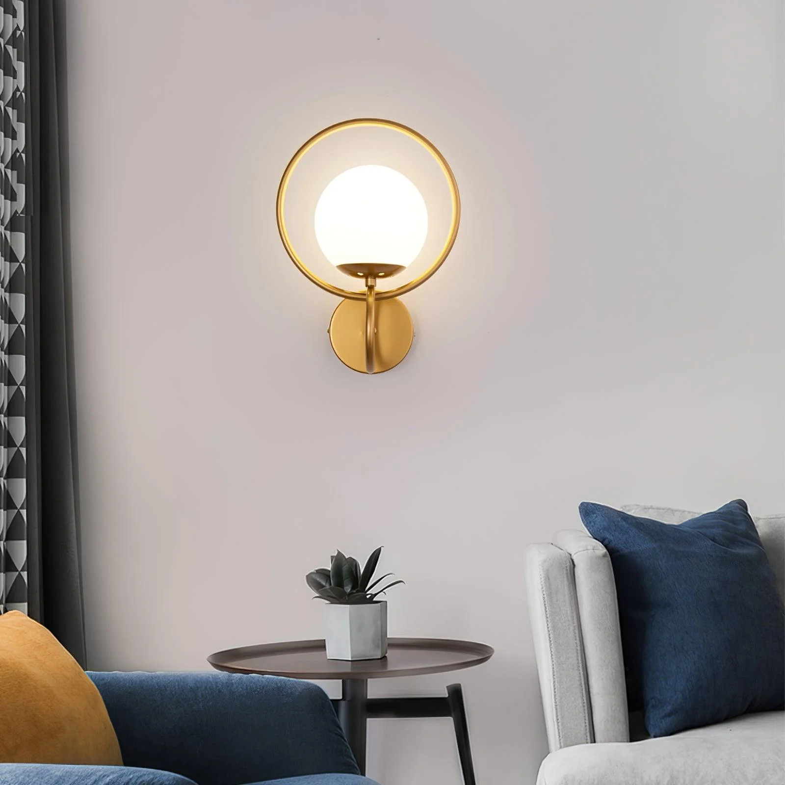 Настенный светильник Circle Global - ∅23см x 35см, золотой