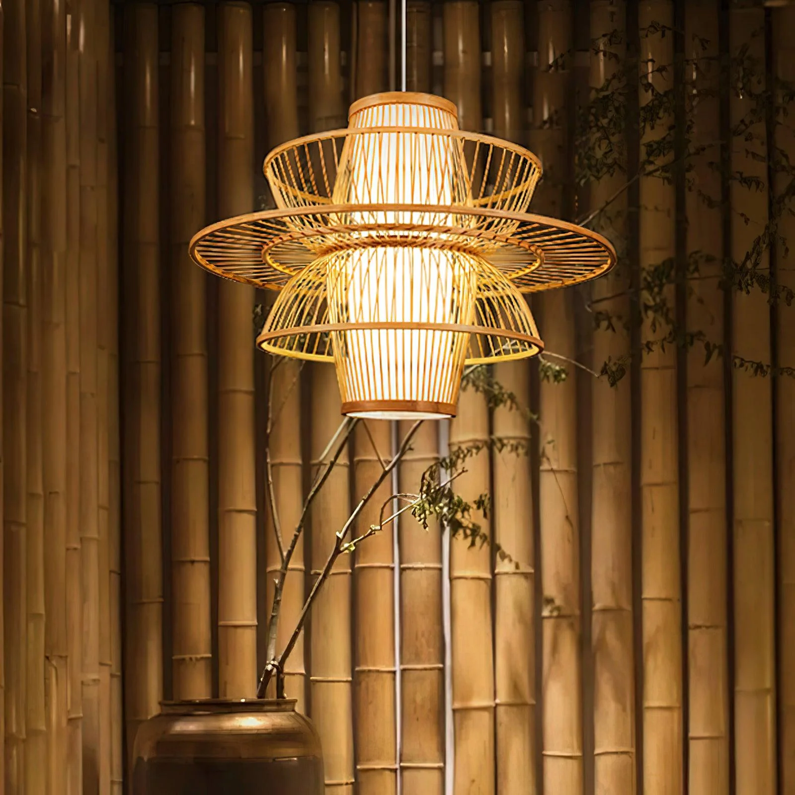 Подвесной светильник Handmade Sigyn Bamboo - ∅50см x 45см, натуральный бамбук