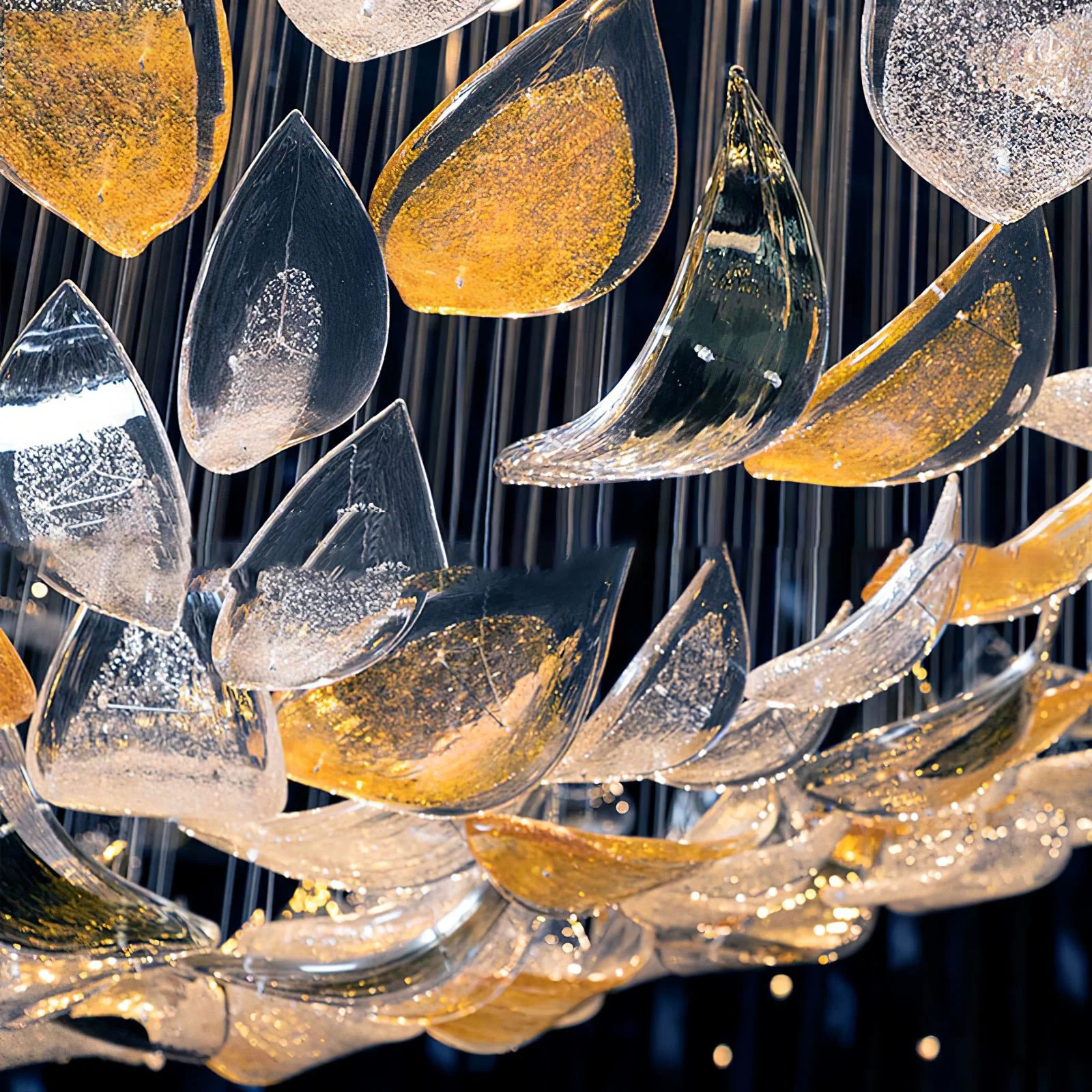 Люстра Floating Leaves - ∅120см x 200см, золотой, прозрачный, теплый свет