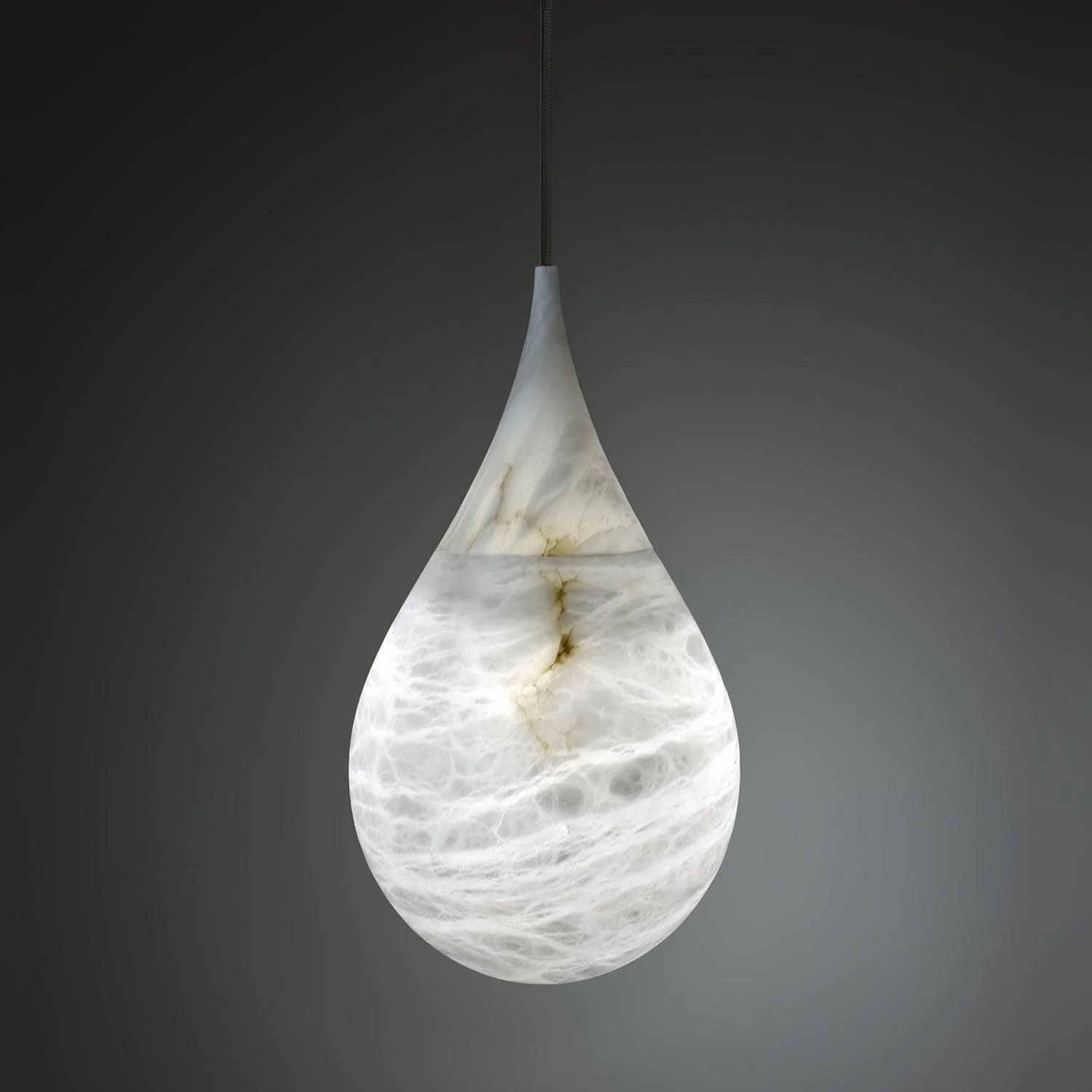 Подвесной светильник Marble Raindrop - ∅18см x 34см, белый, теплый свет