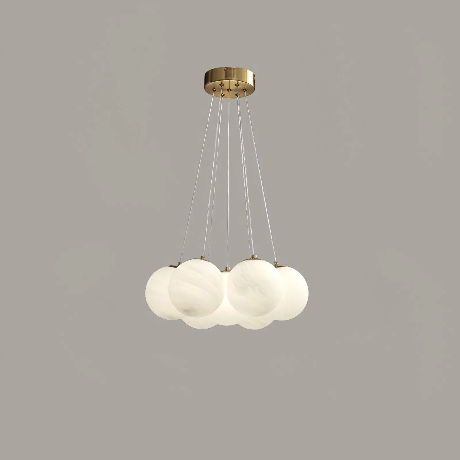 Люстра Glass Cluster - 19 подвесов ∅75см x 150см, золотой, белый
