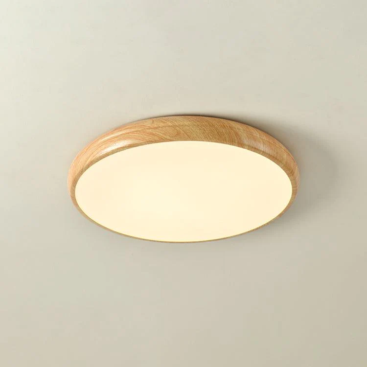 Потолочный светильник Wood Grain Round - модель A ∅30см x 9см, орех, белый, теплый свет