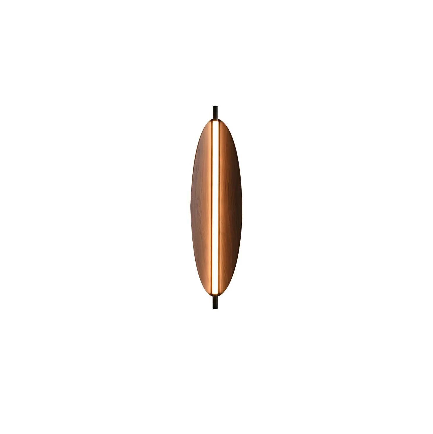 Sleek Board Sconce - ∅ 7.1″ x H 23.6″ / ∅ 18cm x H 60cm Set of 2 / Hydrographic Walnut Wood Grain Finish / Warm Light