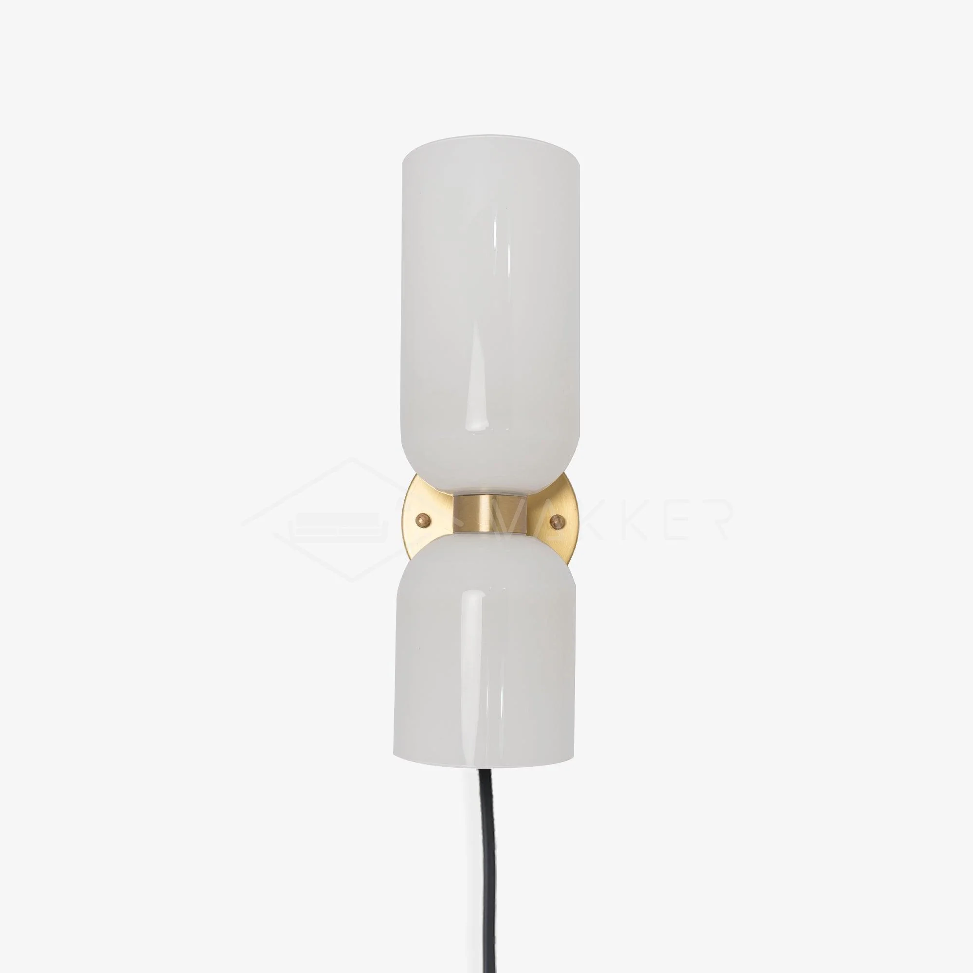Настенный светильник Edie Plug-In - ∅12см x 35см, сатин-латунь, серое стекло
