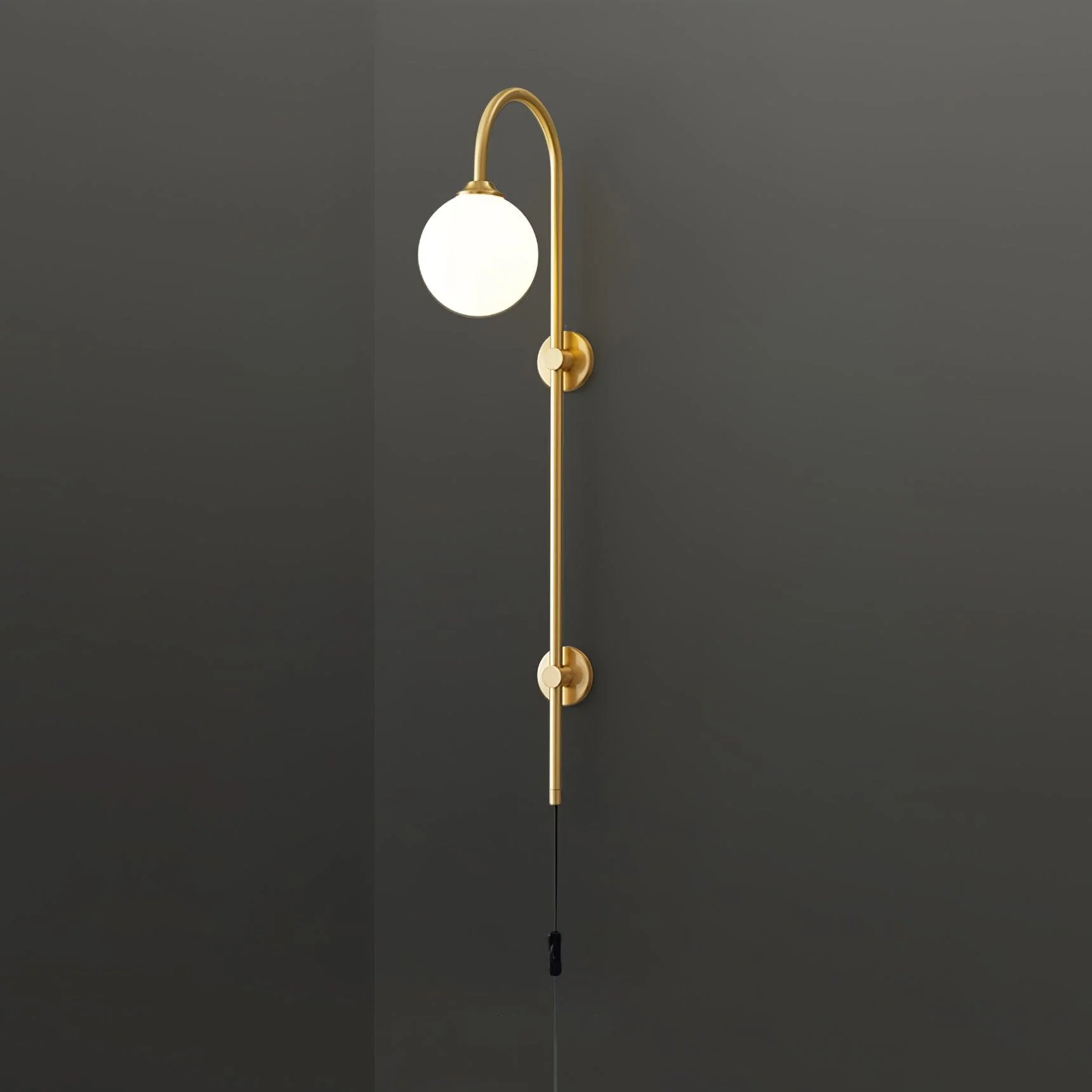 Настенный светильник Globe Brass Plug-in - ∅15см х 120см, золотой, белый