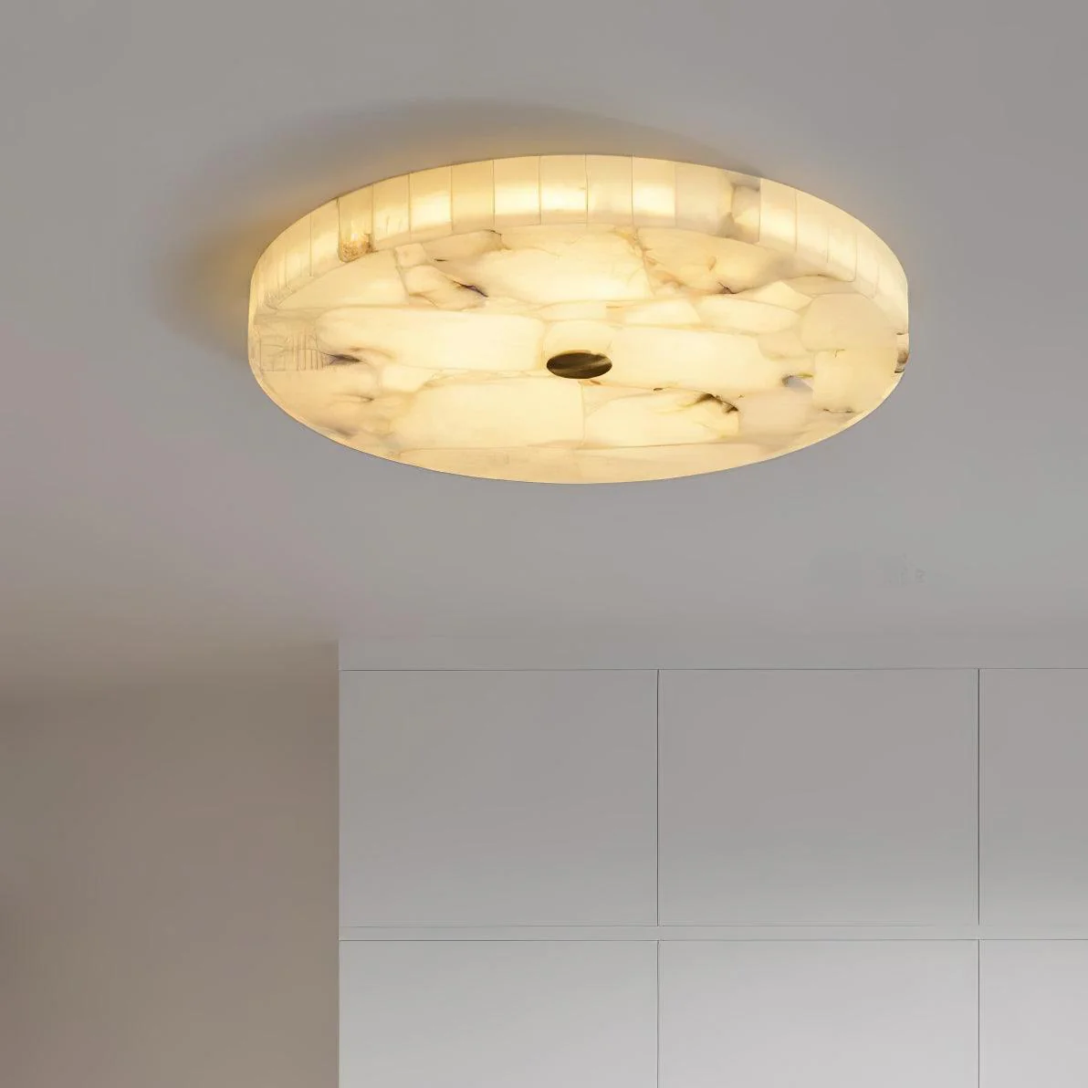 Потолочный светильник Round Alabaster - ∅60см x 5см, белый, золотой, холодный свет