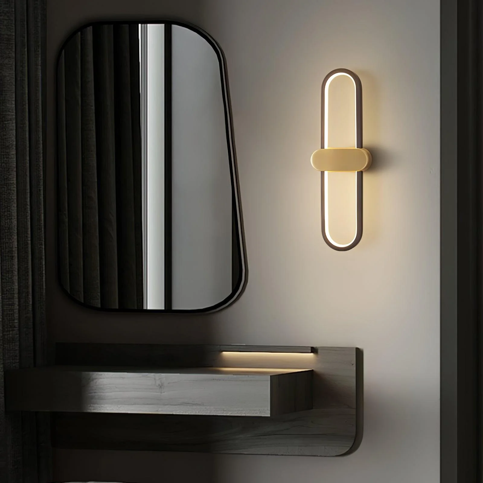 Настенный светильник Oval LED - ∅13см х 40см, золотой, черный, холодный свет