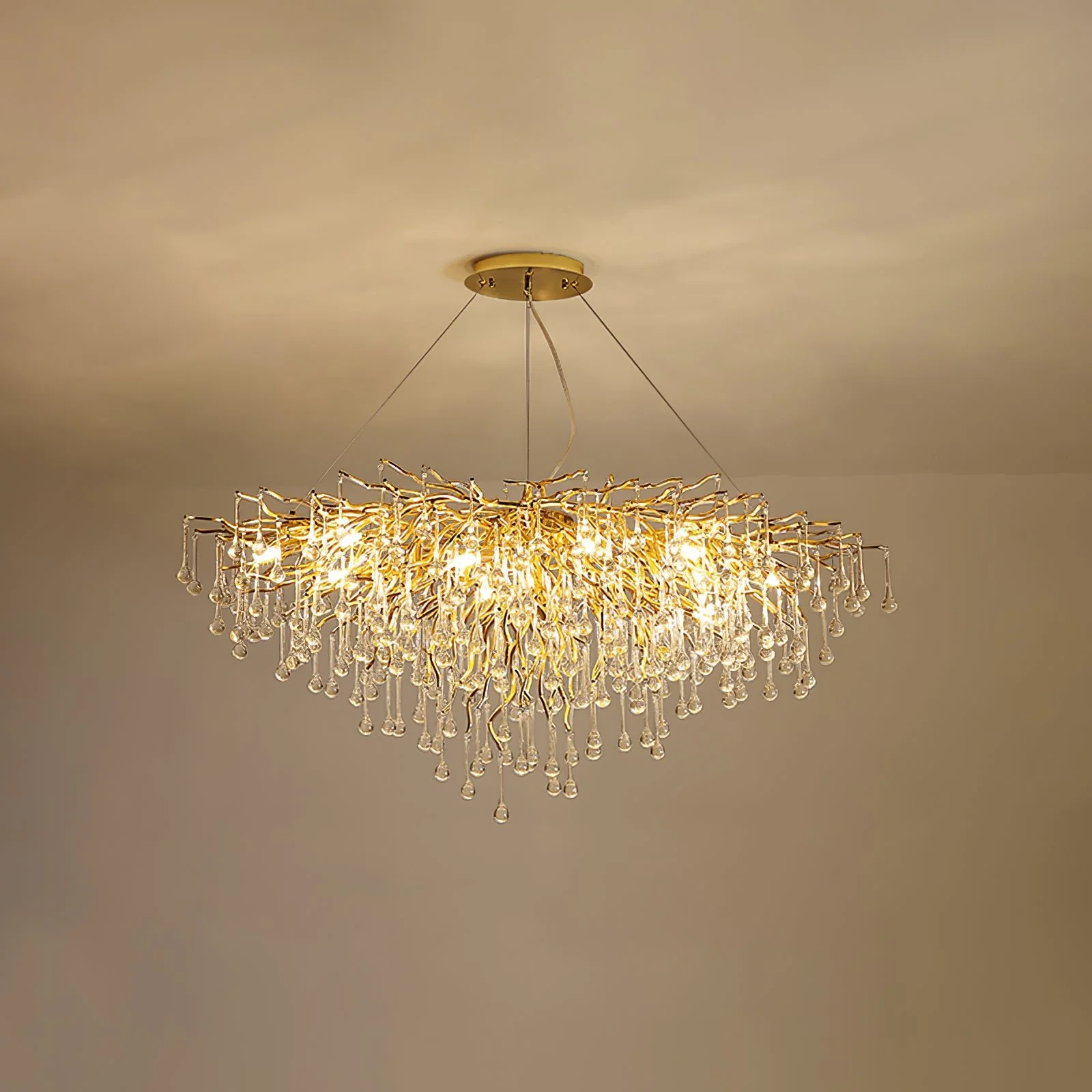 Люстра Teardrop Crystal - ∅40см x 30см, золотой, прозрачный кристалл