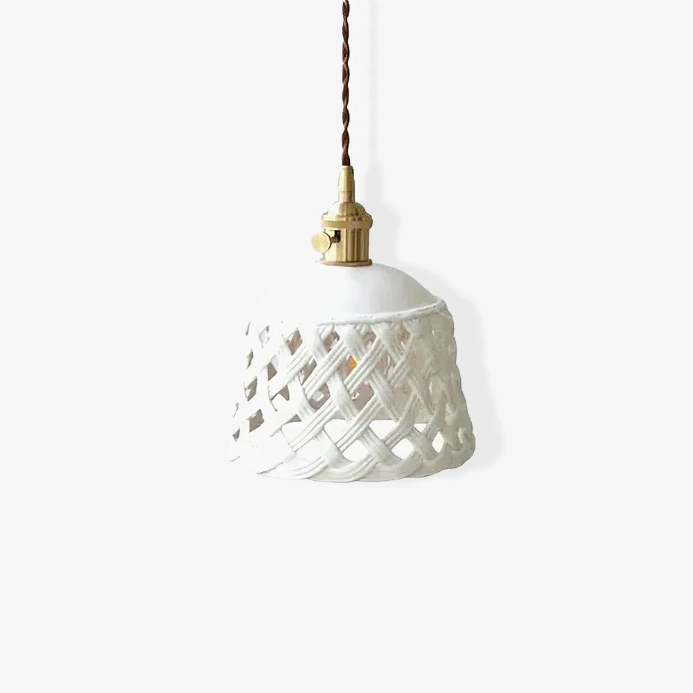 Подвесной светильник Openwork Ceramic Pendant Swag - 2 подвеса ∅15см x 10см, латунь, белый