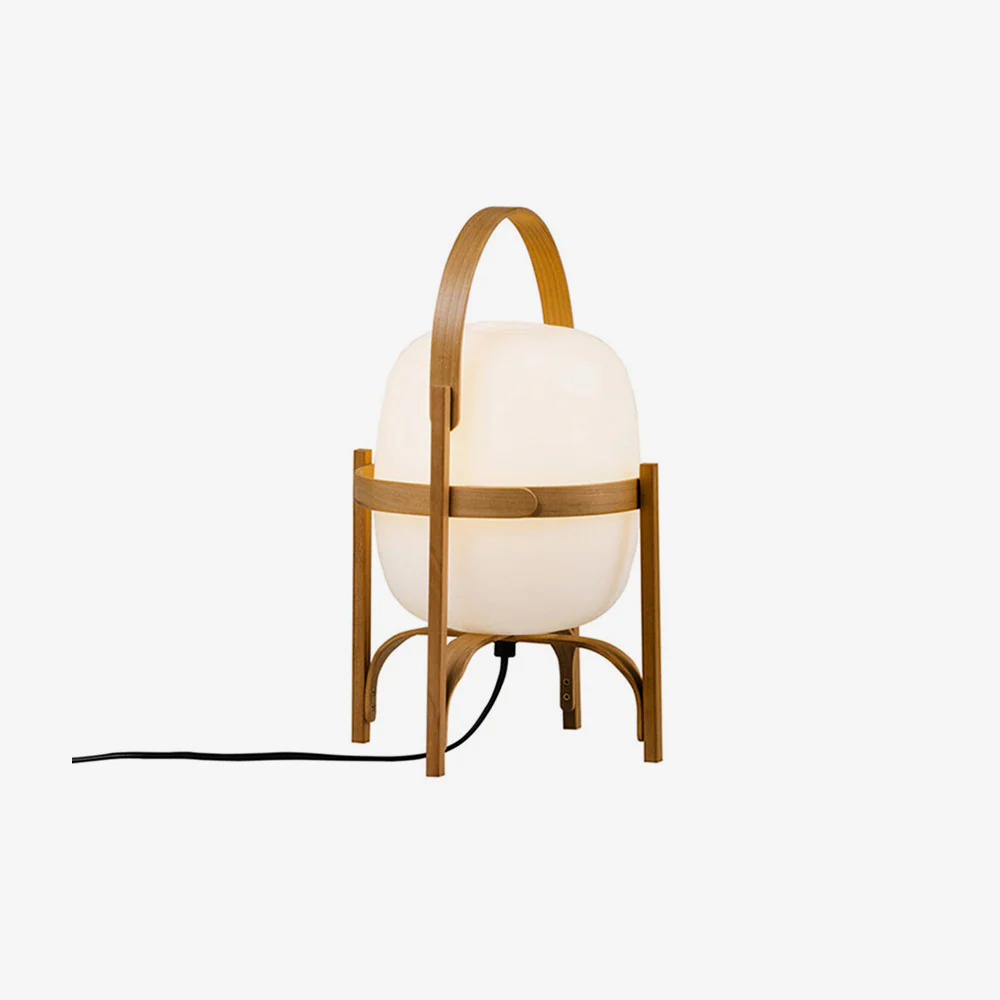 Настольный светильник Portable Lantern Glass - ∅25см x 41см, орех