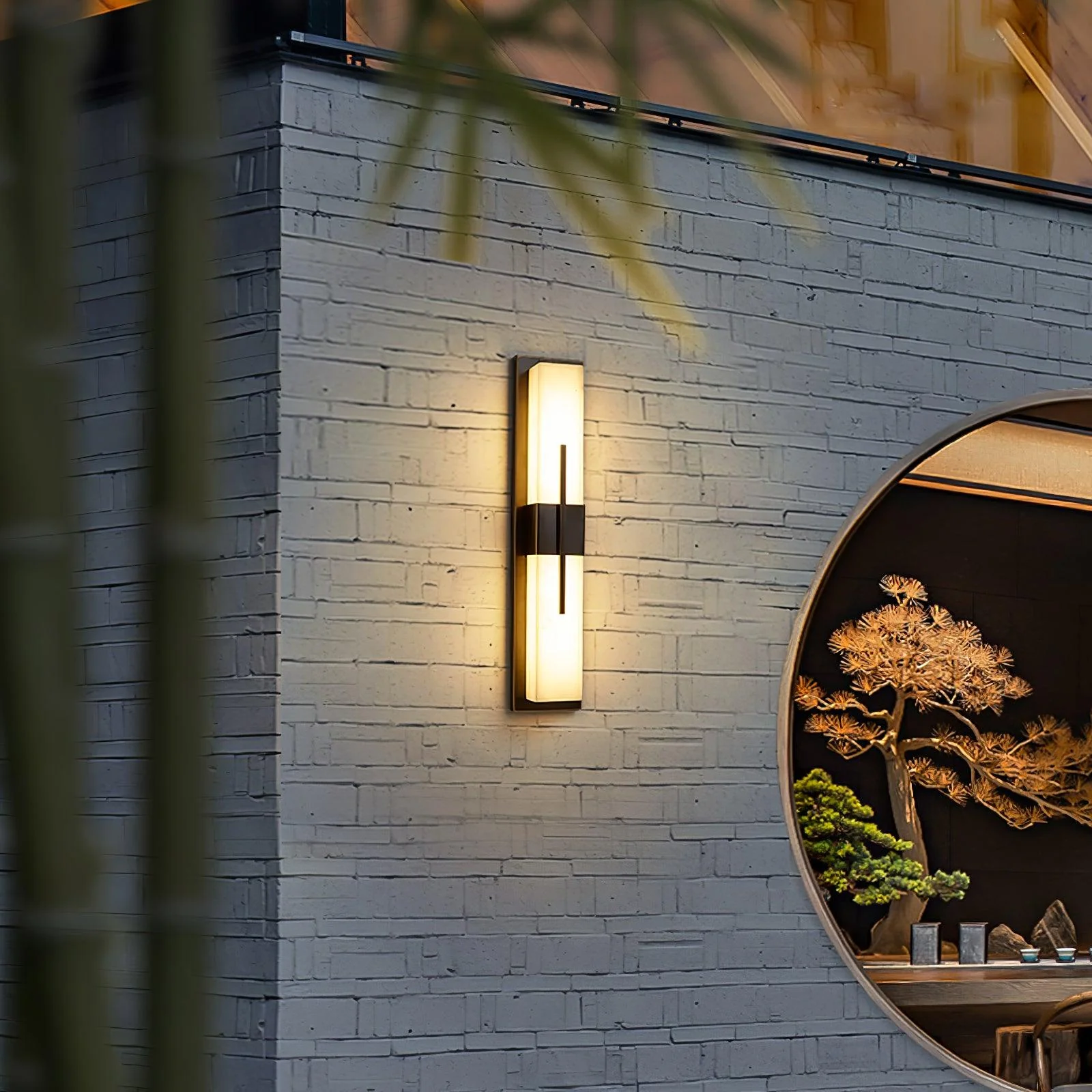 Possini Outdoor Wall Light - Set of 2 / Black & White / Cool Light