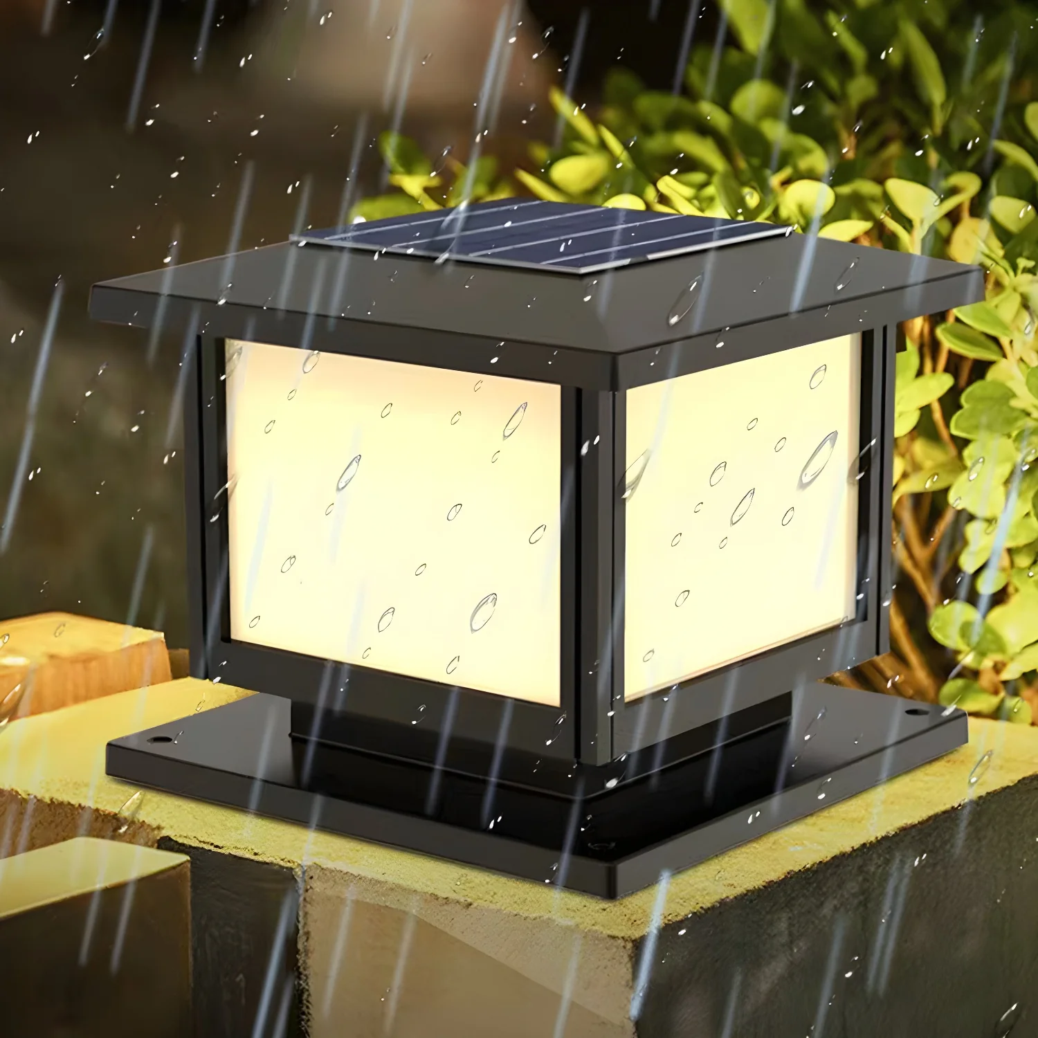 Настенный светильник Cassian Solar Post - 15см x 15см x 15см, черный, белый, теплый свет