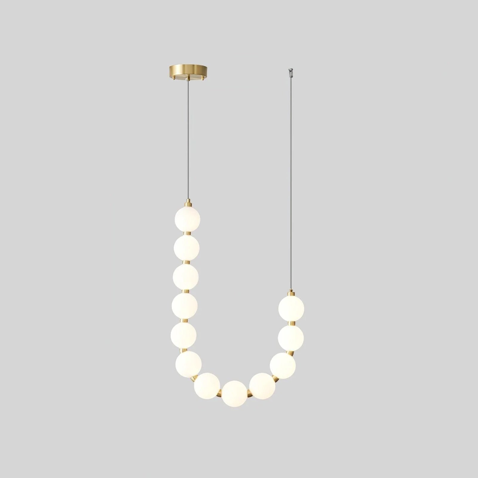 Люстра Glass Pearl Necklace - ∅56см x 90см, латунь, белый, холодный свет