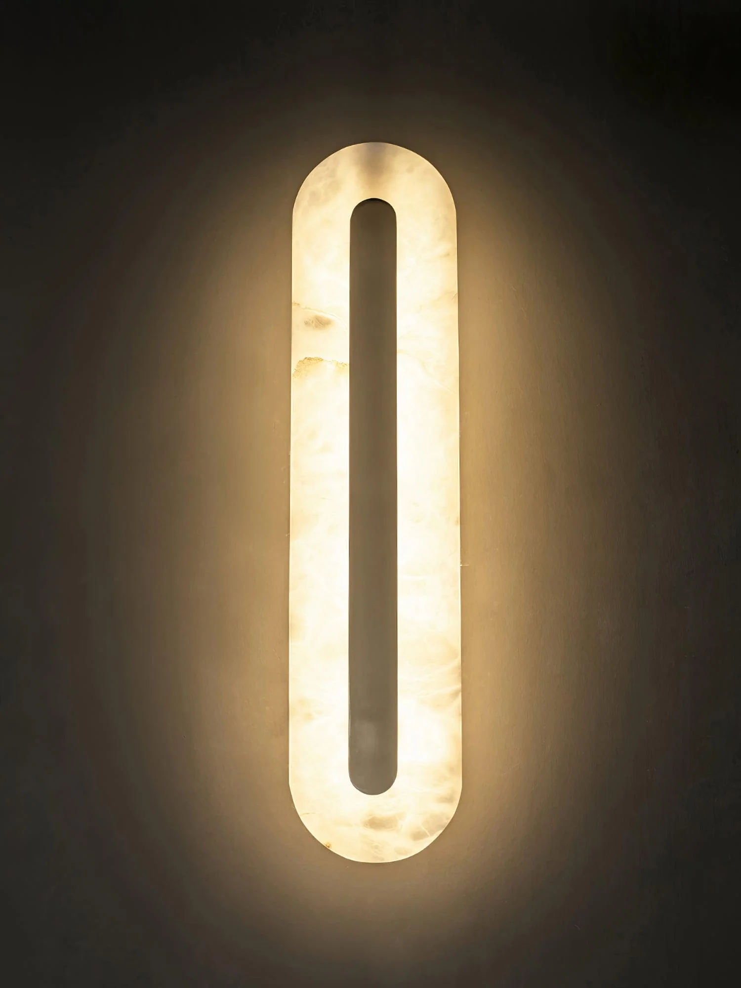 Alabaster Rounded Wall Light - ∅ 5.5″ x H 23.6″ Set of 2 / White＆Brass / Warm Light