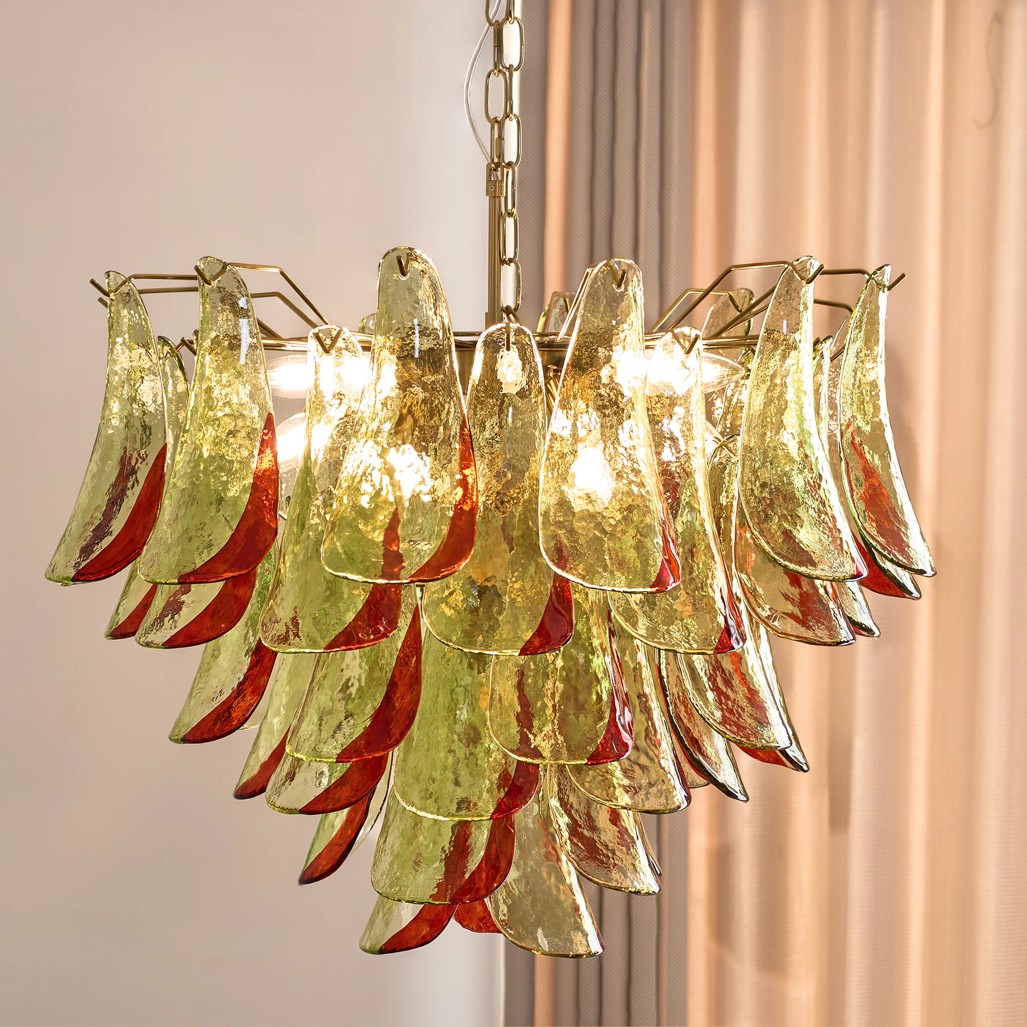 Люстра Emerald Flame Murano Glass - ∅75см х 75см, зеленый, золотой