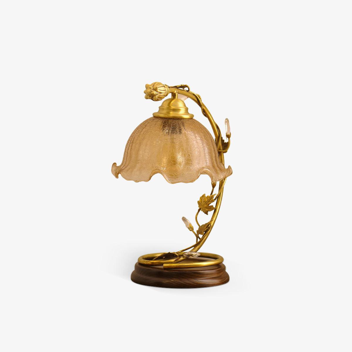 Cracked Glass Brass Table Lamp - ∅ 7.1″ x W 7.9″ x H 13.2″ / Dia 18cm x W 20cm x H 33.5cm / Brass＆Brown / AU plug