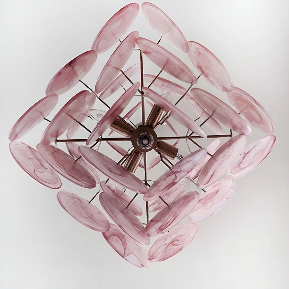 Люстра Murano Pink Disks - ∅50см x 50см, розовый, хром