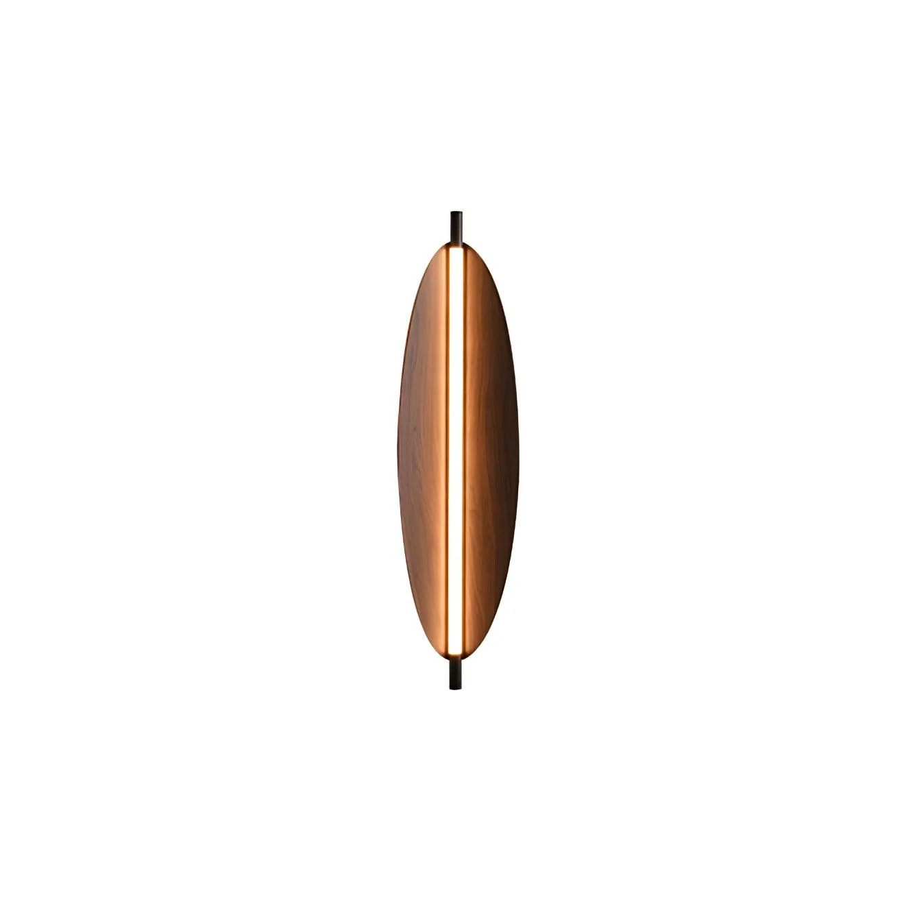 Sleek Board Sconce - ∅ 7.1″ x H 23.6″ / ∅ 18cm x H 60cm Set of 2 / Hydrographic Walnut Wood Grain Finish / Warm Light